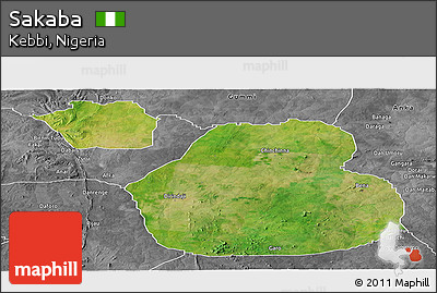 Satellite Panoramic Map of Sakaba, desaturated
