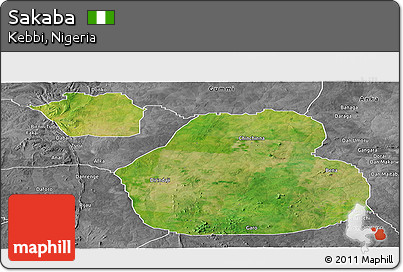 Satellite Panoramic Map of Sakaba, desaturated
