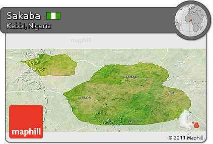 Satellite Panoramic Map of Sakaba, lighten