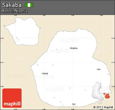 Classic Style Simple Map of Sakaba, single color outside