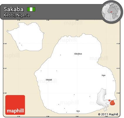 Classic Style Simple Map of Sakaba, single color outside