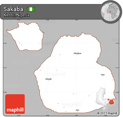 Gray Simple Map of Sakaba, cropped outside