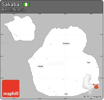 Gray Simple Map of Sakaba, single color outside