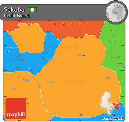 Political Simple Map of Sakaba