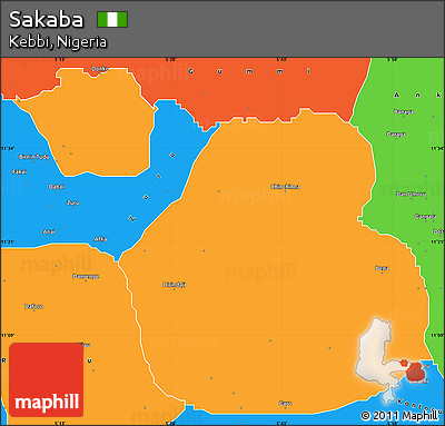 Political Simple Map of Sakaba