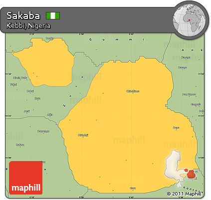 Savanna Style Simple Map of Sakaba