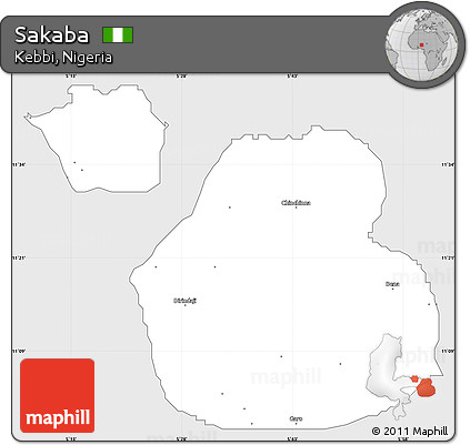 Silver Style Simple Map of Sakaba, single color outside