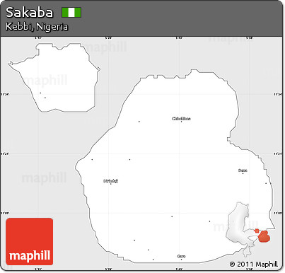 Silver Style Simple Map of Sakaba, single color outside