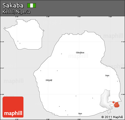 Silver Style Simple Map of Sakaba, single color outside