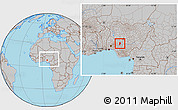 Gray Location Map of Kabba/Bu, within the entire country