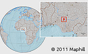 Gray Location Map of Kabba/Bu, hill shading