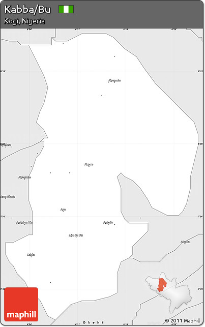 Silver Style Simple Map of Kabba/Bu