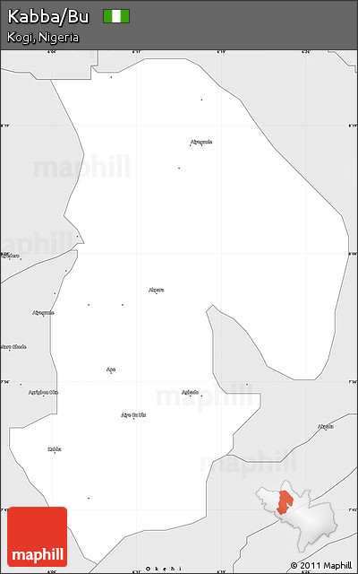Silver Style Simple Map of Kabba/Bu