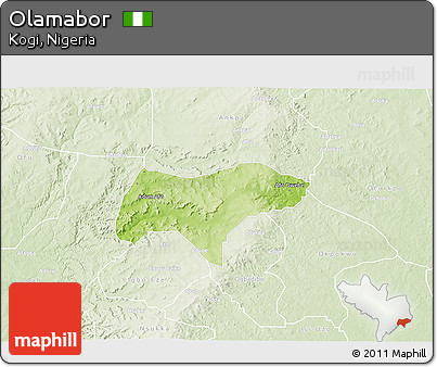 Physical 3D Map of Olamabor, lighten