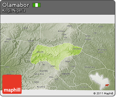 Physical 3D Map of Olamabor, semi-desaturated