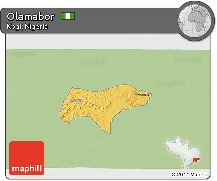 Savanna Style 3D Map of Olamabor, single color outside