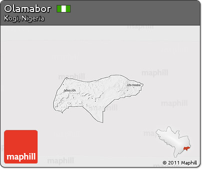 Silver Style 3D Map of Olamabor, single color outside