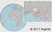 Gray Location Map of Olamabor, highlighted parent region, hill shading