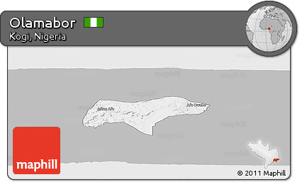 Gray Panoramic Map of Olamabor, single color outside