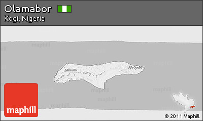 Gray Panoramic Map of Olamabor, single color outside