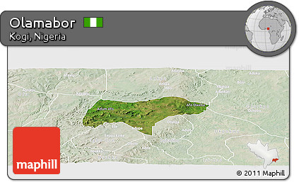 Satellite Panoramic Map of Olamabor, lighten