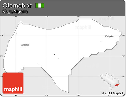 Silver Style Simple Map of Olamabor, single color outside