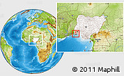 Physical Location Map of Agege, highlighted country, highlighted parent region, within the entire country