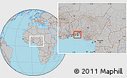 Gray Location Map of Ikeja, within the entire country