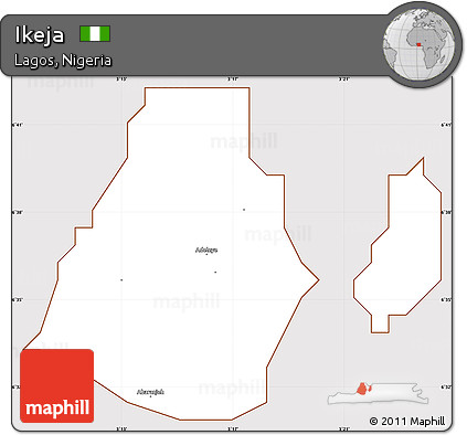 Classic Style Simple Map of Ikeja, cropped outside