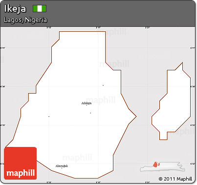 Classic Style Simple Map of Ikeja, cropped outside