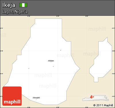 Classic Style Simple Map of Ikeja, single color outside
