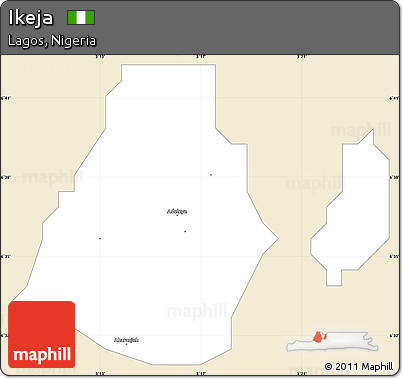 Classic Style Simple Map of Ikeja, single color outside
