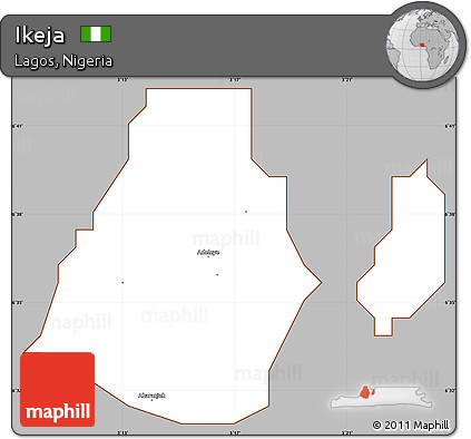 Gray Simple Map of Ikeja, cropped outside