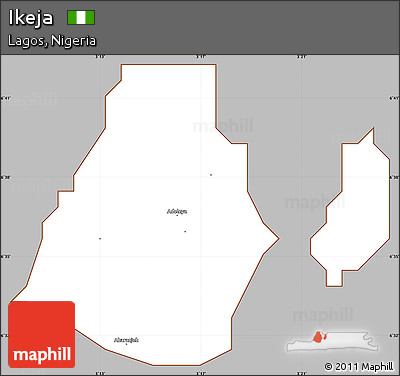 Gray Simple Map of Ikeja, cropped outside