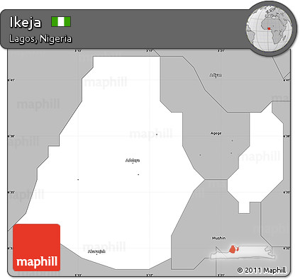 Gray Simple Map of Ikeja