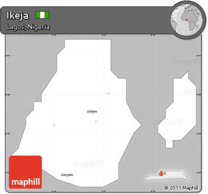 Gray Simple Map of Ikeja, single color outside