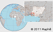 Gray Location Map of Lagos, highlighted country, within the entire country