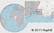 Gray Location Map of Lagos, highlighted country, hill shading