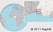 Gray Location Map of Lagos, highlighted country