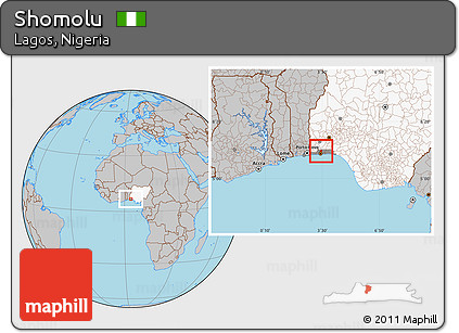 Gray Location Map of Shomolu, highlighted country, highlighted parent region