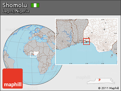 Gray Location Map of Shomolu, highlighted country, highlighted parent region