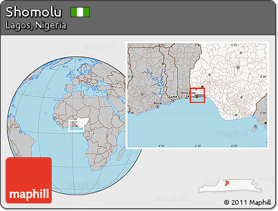 Gray Location Map of Shomolu, highlighted country, highlighted parent region