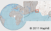 Gray Location Map of Shomolu, highlighted country, highlighted parent region, hill shading