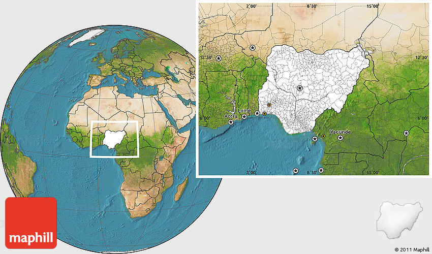 Nigeria Location On Map Blank Location Map Of Nigeria, Satellite Outside
