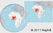 Gray Location Map of Nigeria, highlighted continent, within the entire continent
