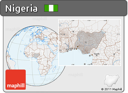 Gray Location Map of Nigeria, lighten