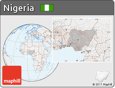Gray Location Map of Nigeria, lighten