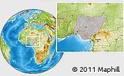 Gray Location Map of Nigeria, physical outside, hill shading