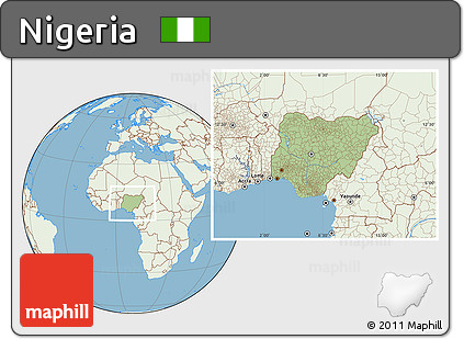 Savanna Style Location Map of Nigeria, lighten, land only