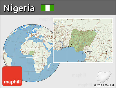 Savanna Style Location Map of Nigeria, lighten, land only